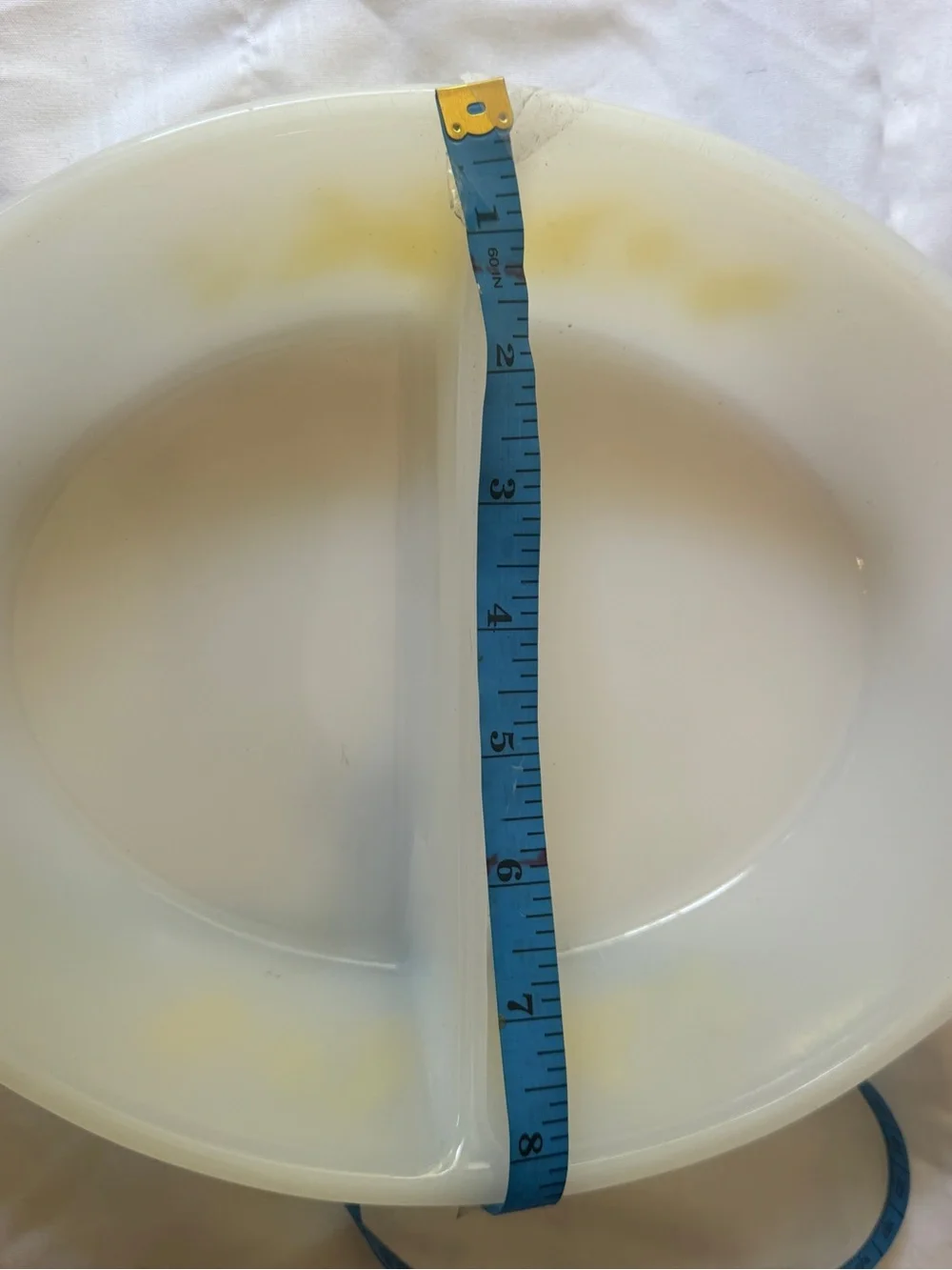 1950’s Glasbake Milk Glass Baking Dish with “Fruit Bounty” Design